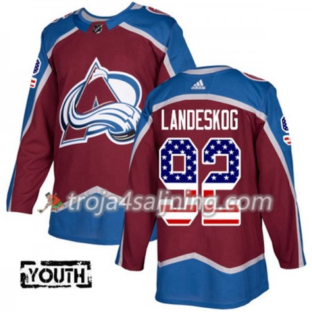Colorado Avalanche tröja Gabriel Landeskog 92 Adidas 2017-2018 Burgundy Röd USA Flag Fashion Authentic - NHL Tröjor Barn